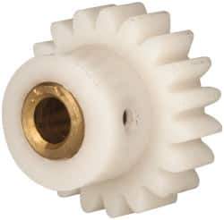 Made in USA - 24 Pitch, 0.791" Pitch Diam, 7/8" OD, 19 Tooth Spur Gear - 1/4" Face Width, 3/16" Bore Diam, 35/64" Hub Diam, 20° Pressure Angle, Acetal - Eagle Tool & Supply