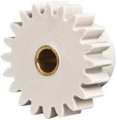 Made in USA - 24 Pitch, 0.833" Pitch Diam, 0.917" OD, 20 Tooth Spur Gear - 1/4" Face Width, 3/16" Bore Diam, 35/64" Hub Diam, 20° Pressure Angle, Acetal - Eagle Tool & Supply