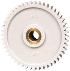 Made in USA - 24 Pitch, 2" Pitch Diam, 2.083" OD, 48 Tooth Spur Gear - 1/4" Face Width, 5/16" Bore Diam, 43/64" Hub Diam, 20° Pressure Angle, Acetal - Eagle Tool & Supply