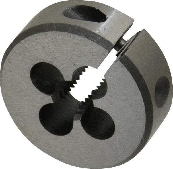 Interstate - 1/4-24 UNS Thread, 1" Outside Diam High Speed Steel Round Die - Right Hand Thread, Adjustable - Exact Industrial Supply