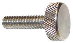 Morton Machine Works - M4x0.70 Knurled Shoulderless Grade 303 Stainless Steel Thumb Screw - 19mm OAL, 9.5mm Head Diam x 5mm Head Height - Eagle Tool & Supply