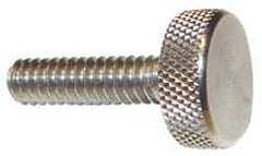 Morton Machine Works - M6x1.00 Knurled Shoulderless Grade 303 Stainless Steel Thumb Screw - 24mm OAL, 13mm Head Diam x 6mm Head Height - Eagle Tool & Supply