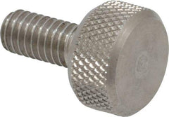 Morton Machine Works - M4x0.70 Knurled Shoulderless Grade 303 Stainless Steel Thumb Screw - 14mm OAL, 9.5mm Head Diam x 5mm Head Height - Eagle Tool & Supply