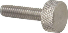 Morton Machine Works - M4x0.70 Knurled Shoulderless Grade 303 Stainless Steel Thumb Screw - 21mm OAL, 9.5mm Head Diam x 5mm Head Height - Eagle Tool & Supply