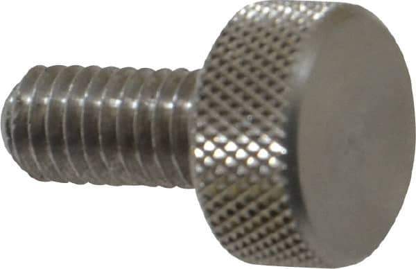 Morton Machine Works - M6x1.00 Knurled Shoulderless Grade 303 Stainless Steel Thumb Screw - 19mm OAL, 13mm Head Diam x 6mm Head Height - Eagle Tool & Supply