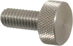 Morton Machine Works - M6x1.00 Knurled Shoulderless Grade 303 Stainless Steel Thumb Screw - 14mm OAL, 13mm Head Diam x 6mm Head Height - Eagle Tool & Supply