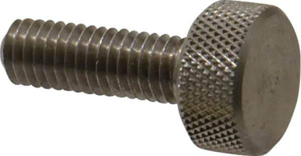 Morton Machine Works - M6x1.00 Knurled Shoulderless Grade 303 Stainless Steel Thumb Screw - 25mm OAL, 13mm Head Diam x 6mm Head Height - Eagle Tool & Supply