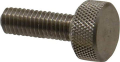 Morton Machine Works - M6x1.00 Knurled Shoulderless Grade 303 Stainless Steel Thumb Screw - 25mm OAL, 13mm Head Diam x 6mm Head Height - Eagle Tool & Supply