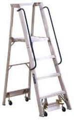 Louisville - 72" 6 Step Ladder - Rolling Platform Ladder, 300 Lb Capacity, 6" Platform Height, 27-1/4" Base Width x 54-3/4" Base Depth - Eagle Tool & Supply