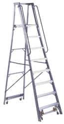 Louisville - 120" 10 Step Ladder - Rolling Platform Ladder, 300 Lb Capacity, 10" Platform Height, 33-1/4" Base Width x 76-3/4" Base Depth - Eagle Tool & Supply