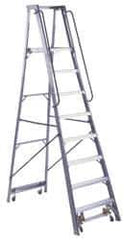Louisville - 120" 10 Step Ladder - Rolling Platform Ladder, 300 Lb Capacity, 10" Platform Height, 33-1/4" Base Width x 76-3/4" Base Depth - Eagle Tool & Supply