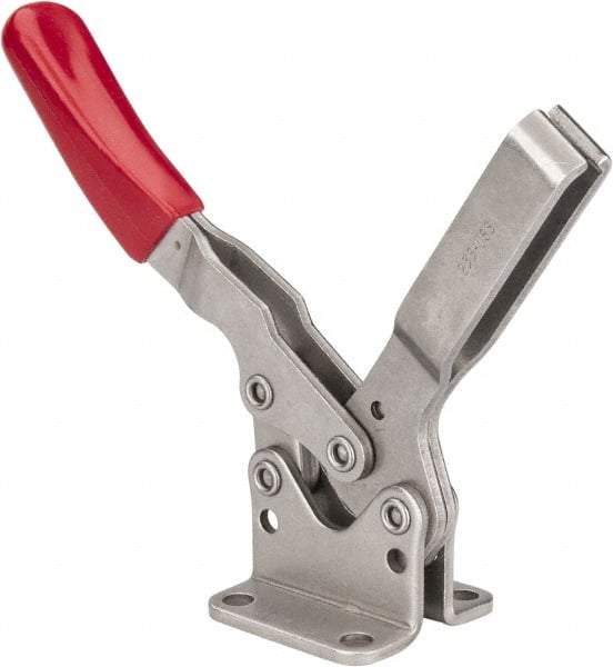De-Sta-Co - 850 Lb Holding Capacity, Horizontal Handle, Manual Hold Down Toggle Clamp - 70° Handle Movement, 92° Bar Opening, U-Bar, Flanged Base, Electro-Plated Zinc, Stainless Steel - Eagle Tool & Supply