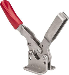 De-Sta-Co - 850 Lb Holding Capacity, Horizontal Handle, Manual Hold Down Toggle Clamp - 70° Handle Movement, 92° Bar Opening, U-Bar, Flanged Base, Electro-Plated Zinc, Stainless Steel - Eagle Tool & Supply