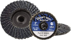 Camel Grinding Wheels - 40 Grit, 4-1/2" Disc Diam, 7/8" Center Hole, Type 27 Aluminum Oxide Flap Disc - 13,300 Max RPM, Polyester Backing, Arbor Attaching System, Coated - Eagle Tool & Supply