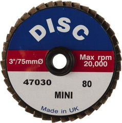 Garryson - 40 Grit, 3" Disc Diam, Type 27 Zirconia Alumina Flap Disc - 20,000 Max RPM, Nylon Backing, Quick Change Type S Attaching System, Coated - Eagle Tool & Supply