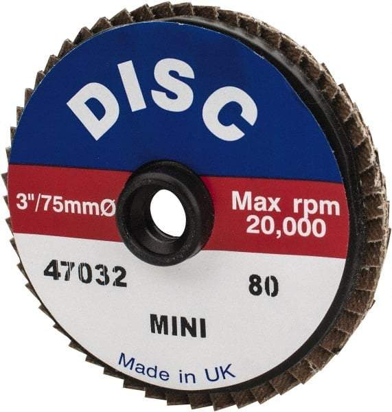 Garryson - 80 Grit, 3" Disc Diam, Type 27 Zirconia Alumina Flap Disc - 20,000 Max RPM, Nylon Backing, Quick Change Type S Attaching System, Coated - Eagle Tool & Supply