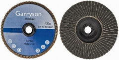 Garryson - 120 Grit, 3" Disc Diam, Type 27 Zirconia Alumina Flap Disc - 20,000 Max RPM, Nylon Backing, Quick Change Type S Attaching System, Coated - Eagle Tool & Supply