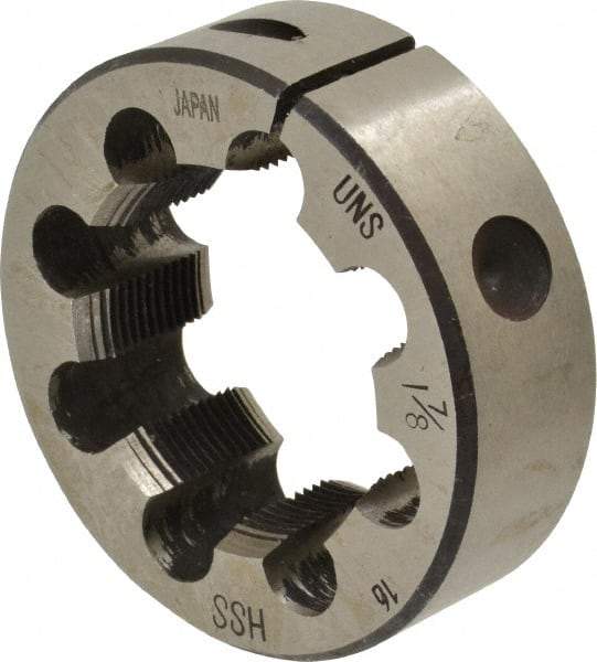 Interstate - 1-7/8 - 16 UNS Thread, 3" Outside Diam High Speed Steel Round Die - Right Hand Thread, Adjustable - Exact Industrial Supply