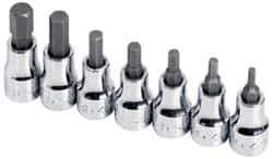 SK - 7 Piece 3/8" Drive Inch Hex Bit Socket Set - 1/8 to 3/8" Hex - Eagle Tool & Supply