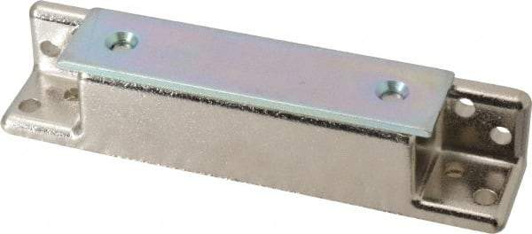 Sugatsune - 4-9/64" Long x 3/4" Wide x 27/32" High, Zinc Alloy Heavy Duty Magnetic Catch - Nickel Coated, 33 Magnetic Force, 2-61/64" Long Strike, 3/4" Wide Strike - Eagle Tool & Supply