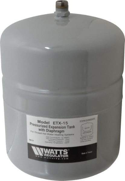 Watts - 1.0 Gallon Capacity, 2.1 Gallon Tank, 8 Inch Diameter, 12-1/2 Inch High, 1/2 Inch Port, Expansion Tank - Steel, Polymer Coating - Eagle Tool & Supply