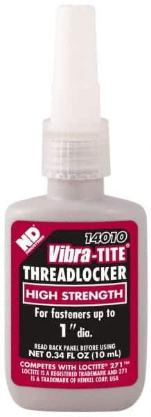 Vibra-Tite - 10 mL Bottle, Red, High Strength Liquid Threadlocker - Series 140, 24 hr Full Cure Time, Hand Tool, Heat Removal - Eagle Tool & Supply