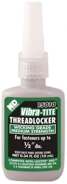 Vibra-Tite - 10 mL Bottle, Green, Medium Strength Liquid Threadlocker - Series 150, 24 hr Full Cure Time - Eagle Tool & Supply