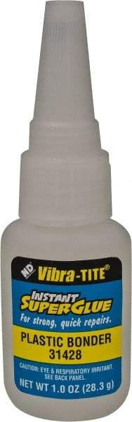 Vibra-Tite - 1 oz Bottle Clear Instant Adhesive - 20 sec Fixture Time, Bonds to Plastic - Eagle Tool & Supply