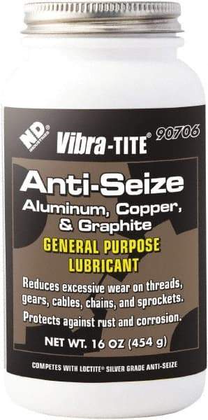 Vibra-Tite - 16 oz Can Anti-Seize Anti-Seize Lubricant - Aluminum/Copper/Graphite, -65 to 1,600°F, Silver Colored, Water Resistant - Eagle Tool & Supply