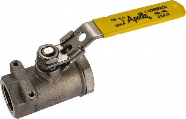Apollo - 3/4" Pipe, Standard Port, Stainless Steel Standard Ball Valve - 2 Piece, NPT Ends, Locking Lever Handle, 600 WOG, 150 WSP - Eagle Tool & Supply