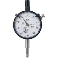 Mitutoyo - 10mm Range, 0-100 Dial Reading, 0.01mm Graduation Dial Drop Indicator - 57mm Dial, 1mm Range per Revolution, 0.013mm Accuracy, Revolution Counter - Eagle Tool & Supply