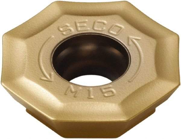 Seco - OFMT050405 M14 Grade F40M Carbide Milling Insert - TiAlN/TiN Finish, 0.187" Thick, 1/2" Inscribed Circle - Eagle Tool & Supply
