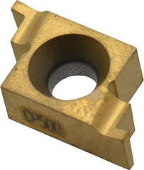 Seco - 03010NR FG Grade CP500, 0.03" Cutting Width Carbide Grooving Insert - 0.03" Max Depth of Cut, Right Hand, TiAlN/TiN Finish - Eagle Tool & Supply