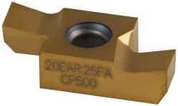 Seco - 2520EAR FA Grade CP500, 1/4" Cutting Width Carbide Grooving Insert - 1/4" Max Depth of Cut, Right Hand, TiAlN/TiN Finish - Eagle Tool & Supply