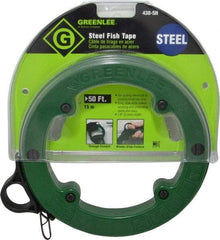 Greenlee - 50 Ft. Long x 1/8 Inch Wide, 3/64 Inch Thick, Steel Fish Tape - 400 Lb. Pulling Strength, Includes Case - Eagle Tool & Supply