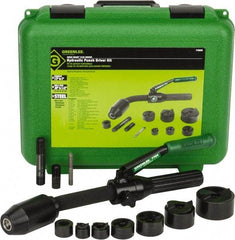 Greenlee - 11 Piece, 1/2 to 2" Punch Hole Diam, Hydraulic Punch Driver Kit - Round Punch, 10 Gage Mild Steel - Eagle Tool & Supply