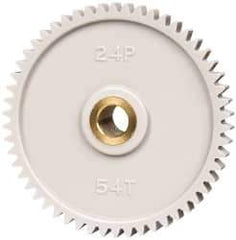 Made in USA - 24 Pitch, 2-1/4" Pitch Diam, 2.333" OD, 54 Tooth Spur Gear - 1/4" Face Width, 5/16" Bore Diam, 43/64" Hub Diam, 20° Pressure Angle, Acetal - Eagle Tool & Supply