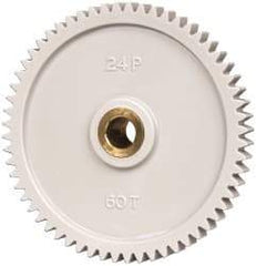 Made in USA - 24 Pitch, 2-1/2" Pitch Diam, 2.583" OD, 60 Tooth Spur Gear - 1/4" Face Width, 5/16" Bore Diam, 43/64" Hub Diam, 20° Pressure Angle, Acetal - Eagle Tool & Supply