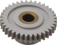 Made in USA - 32 Pitch, 1-1/8" Pitch Diam, 1-3/16" OD, 36 Tooth Spur Gear - 3/16" Face Width, 1/4" Bore Diam, 39/64" Hub Diam, 20° Pressure Angle, Acetal - Eagle Tool & Supply