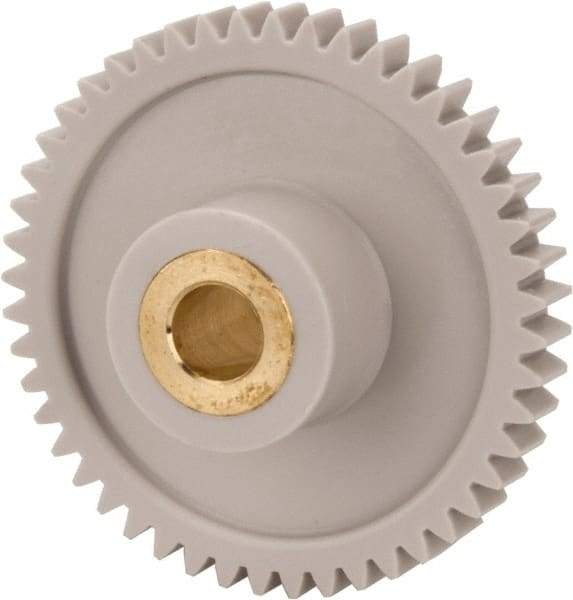 Made in USA - 32 Pitch, 1-1/2" Pitch Diam, 1-9/16" OD, 48 Tooth Spur Gear - 3/16" Face Width, 1/4" Bore Diam, 5/8" Hub Diam, 20° Pressure Angle, Acetal - Eagle Tool & Supply