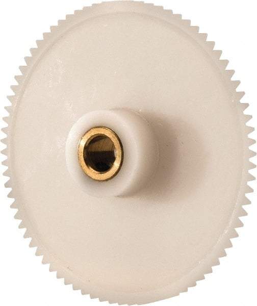 Made in USA - 48 Pitch, 2-1/4" Pitch Diam, 2.292" OD, 108 Tooth Spur Gear - 1/4" Face Width, 1/4" Bore Diam, 39/64" Hub Diam, 20° Pressure Angle, Acetal - Eagle Tool & Supply