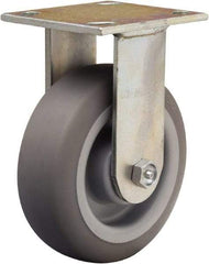 Hamilton - 6" Diam x 2" Wide x 7-1/2" OAH Top Plate Mount Rigid Caster - Rubber Mold on Polyolefin, 410 Lb Capacity, Straight Roller Bearing, 4 x 4-1/2" Plate - Eagle Tool & Supply