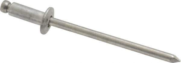 Marson - Button Head Aluminum Open End Blind Rivet - Aluminum Mandrel, 0.126" to 0.187" Grip, 1/4" Head Diam, 0.129" to 0.133" Hole Diam, 0.337" Length Under Head, 1/8" Body Diam - Eagle Tool & Supply