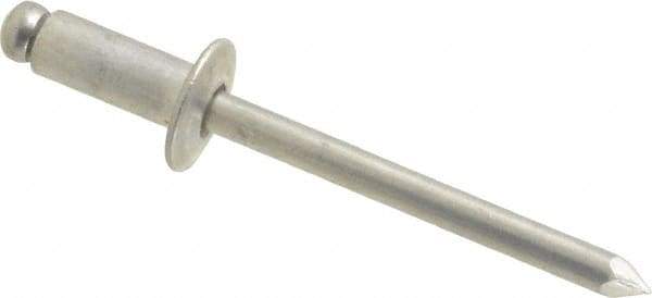 Marson - Button Head Aluminum Open End Blind Rivet - Aluminum Mandrel, 0.188" to 1/4" Grip, 3/8" Head Diam, 0.192" to 0.196" Hole Diam, 0.45" Length Under Head, 3/16" Body Diam - Eagle Tool & Supply