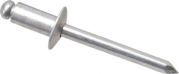 Marson - Button Head Aluminum Open End Blind Rivet - Aluminum Mandrel, 0.126" to 1/4" Grip, 1/2" Head Diam, 0.257" to 0.261" Hole Diam, 1/2" Length Under Head, 1/4" Body Diam - Eagle Tool & Supply