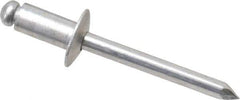 Marson - Button Head Aluminum Open End Blind Rivet - Aluminum Mandrel, 0.126" to 1/4" Grip, 1/2" Head Diam, 0.257" to 0.261" Hole Diam, 1/2" Length Under Head, 1/4" Body Diam - Eagle Tool & Supply