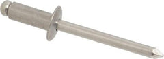 Marson - Button Head Aluminum Open End Blind Rivet - Aluminum Mandrel, 0.251" to 3/8" Grip, 1/2" Head Diam, 0.257" to 0.261" Hole Diam, 5/8" Length Under Head, 1/4" Body Diam - Eagle Tool & Supply