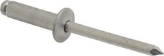 Marson - Button Head Aluminum Open End Blind Rivet - Aluminum Mandrel, 0.501" to 5/8" Grip, 1/2" Head Diam, 0.257" to 0.261" Hole Diam, 7/8" Length Under Head, 1/4" Body Diam - Eagle Tool & Supply