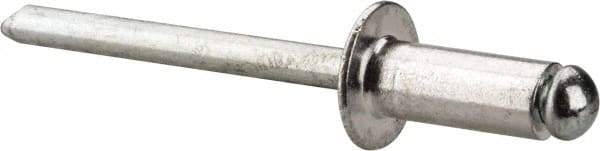 Marson - Button Head Aluminum Open End Blind Rivet - Steel Mandrel, 3/16" to 1/4" Grip, 3/8" Head Diam, 0.192" to 0.196" Hole Diam, 0.45" Length Under Head, 3/16" Body Diam - Eagle Tool & Supply