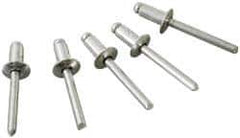 Marson - Button Head Aluminum Open End Blind Rivet - Aluminum Mandrel, 1/32" to 1/8" Grip, 3/8" Head Diam, 0.192" to 0.196" Hole Diam, 0.325" Length Under Head, 3/16" Body Diam - Eagle Tool & Supply